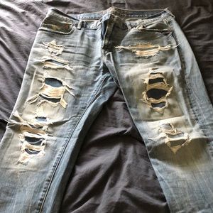 American Eagle extremely distressed jeans